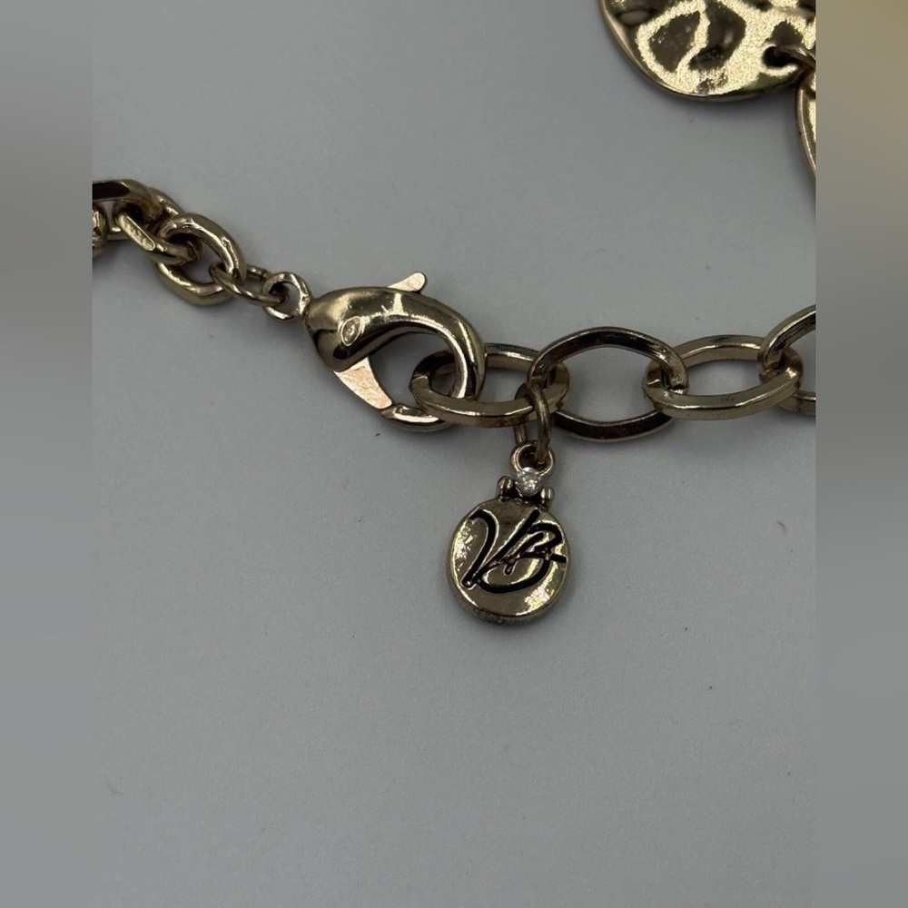 NWT Gold Tone Necklace 40" Turquoise Stone Hammered Discs Boho Chic Adjustable - Picture 6 of 8